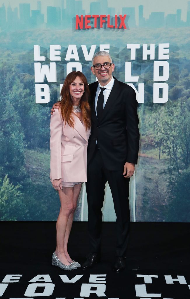 Julia Roberts (L) and Sam Esmail attend the UK Special Screening of "Leave The World Behind" 