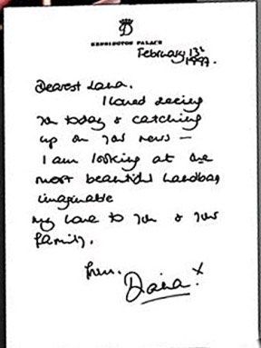 princess diana handwritten letter