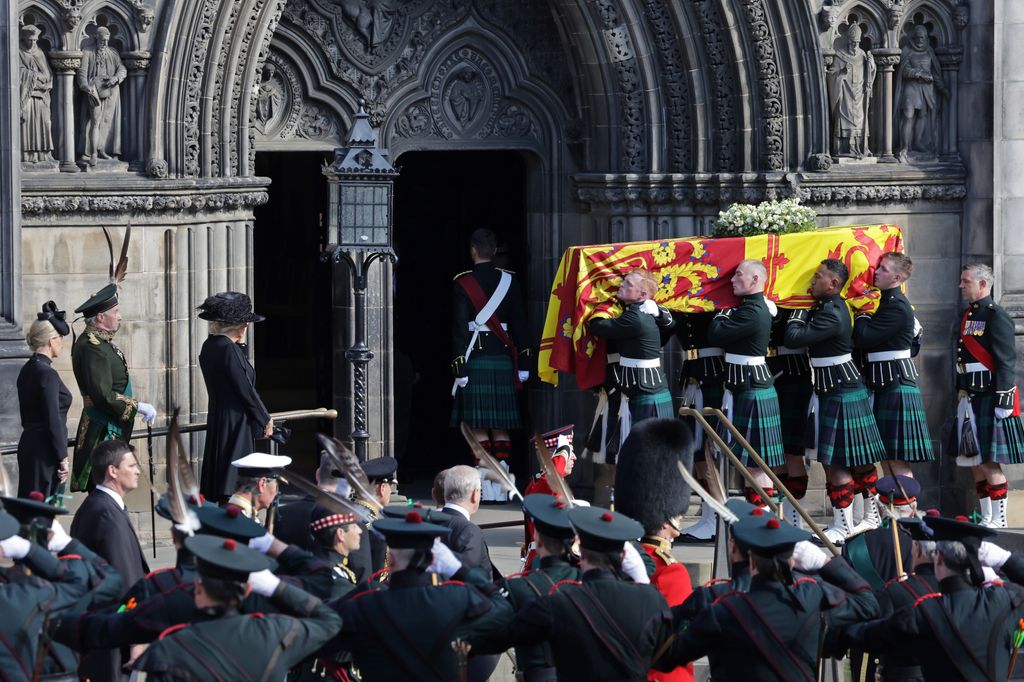 The Queen's coffin is carried inside St Giles's Cathedral