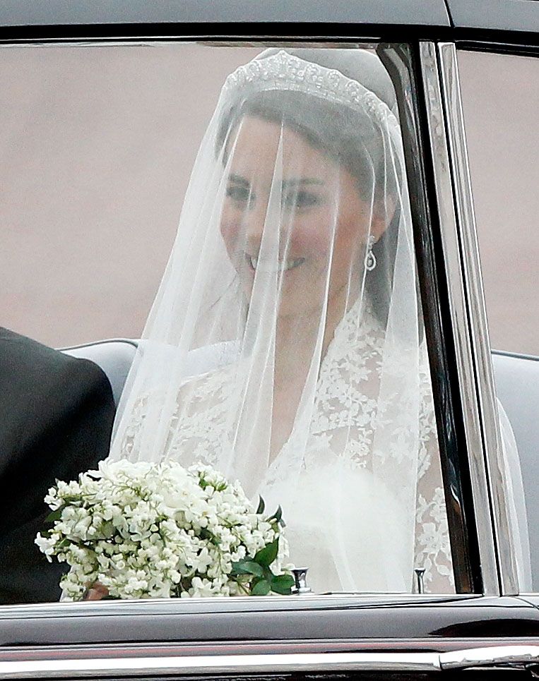 Catherine Middleton with veil over face