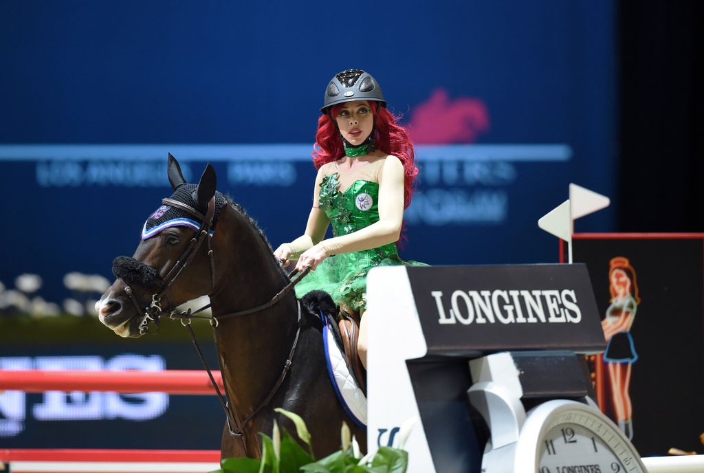 Equestrian Hannah Selleck performs at the Longines Los Angeles Masters Charity Pro-AM at Los Angeles Convention Center on September 27, 2014 in Los Angeles, California