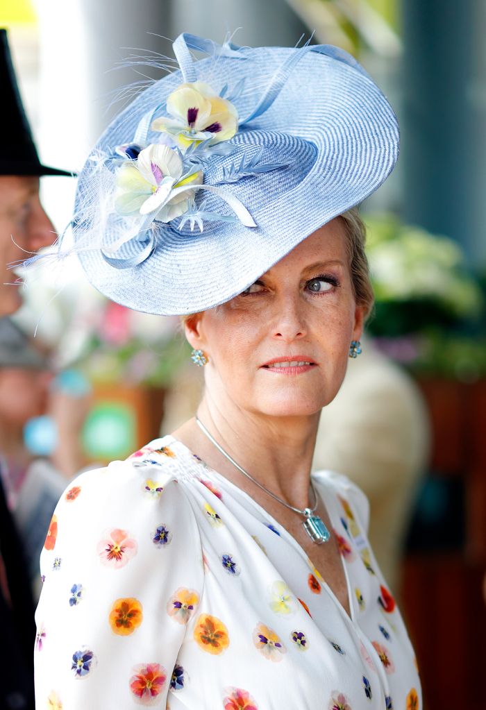 Duchess Sophie in a blue hat at Royal Ascot