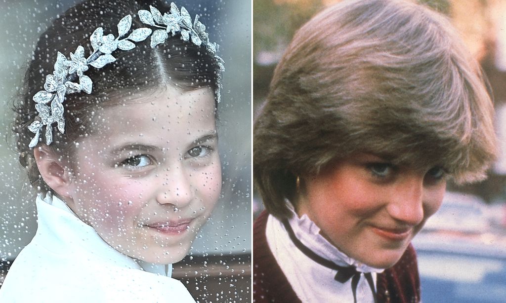 Princess Charlotte at the coronation, compared to Princess Diana