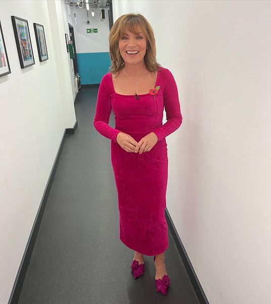 Lorraine Kelly in a pink dress