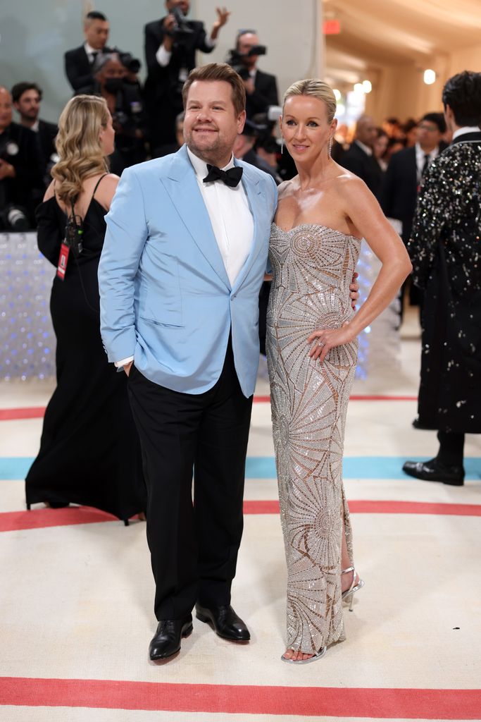 James Corden and Julia Carey attend The 2023 Met Gala Celebrating "Karl Lagerfeld: A Line Of Beauty" at The Metropolitan Museum of Art on May 01, 2023 in New York City