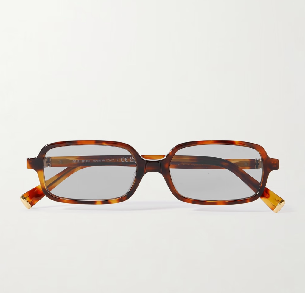 Rectangular-frame tortoiseshell acetate sunglasses miu miu