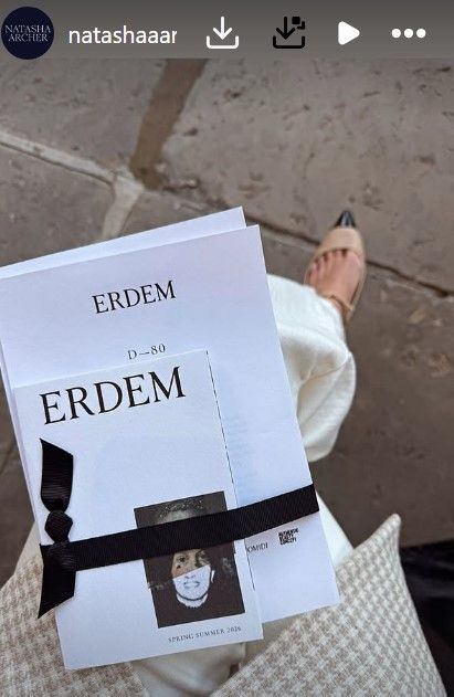 Natasha wore a pair of Alessandra Rich shoes at the Erdem show