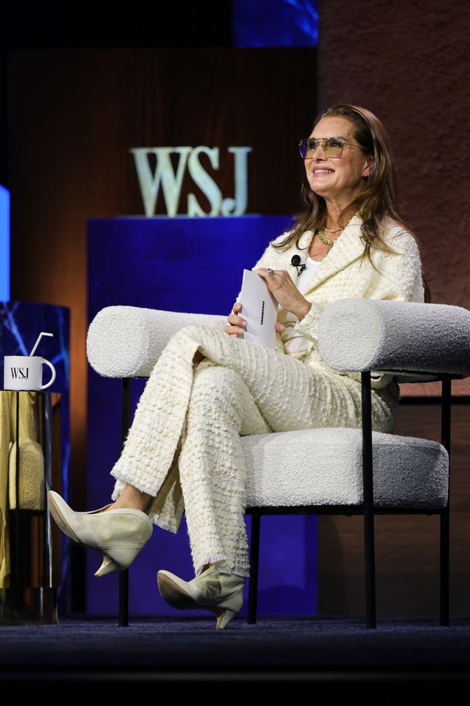 Brooke Shields speaks onstage during WSJ's Future of Everything 2025 at The Glasshouse on May 28, 2025 in New York City