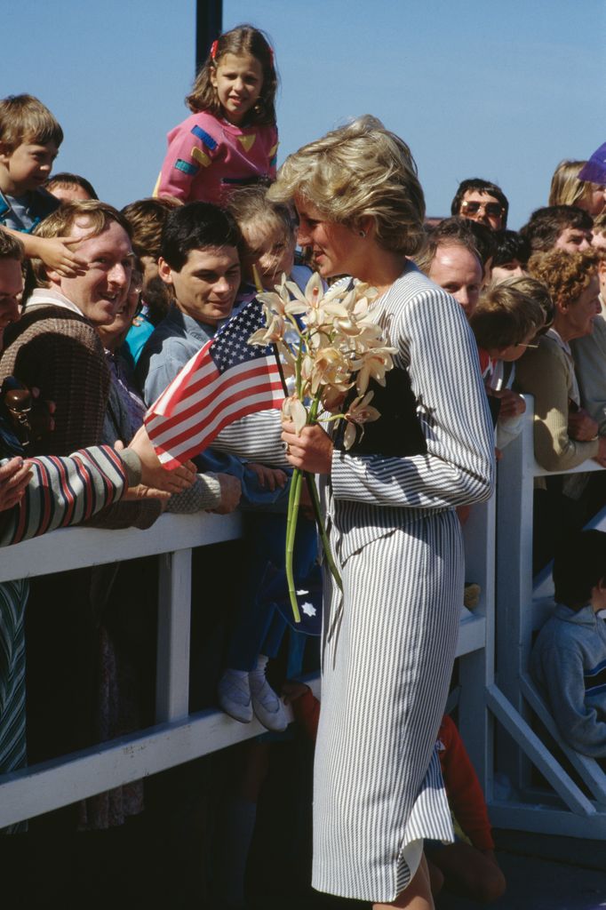 Princess Diana greeting crowds in America