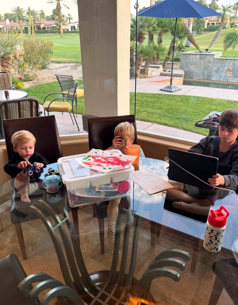 Photo shared by Christina Haack from an Easter vacation featuring her sons Brayden and Hudson, and Tarek El Moussa's son with Heather Rae, Tristan