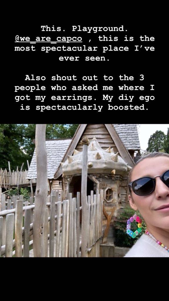 Blake Lively was more than happy that her DIY earrings got noticed during a playground visit 