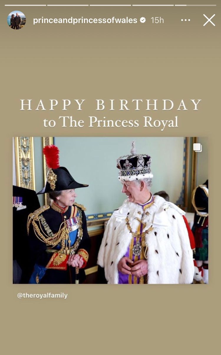The Prince and Princess of Wales's birthday message for Princess Anne