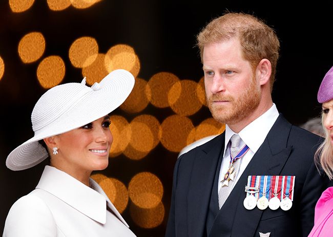 Prince Harry and Meghan Markle pictured during the Queens Platinum celebrations