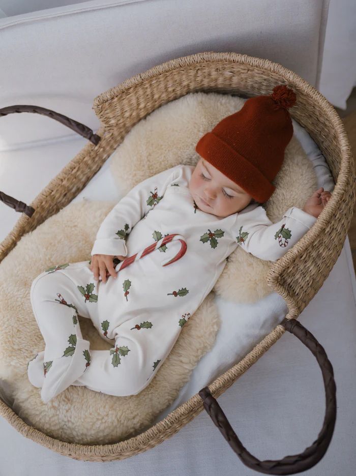 Organic Zoo Christmas Holly Footed Suit