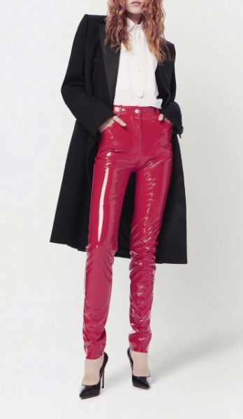 victoria beckham red pvc trousers
