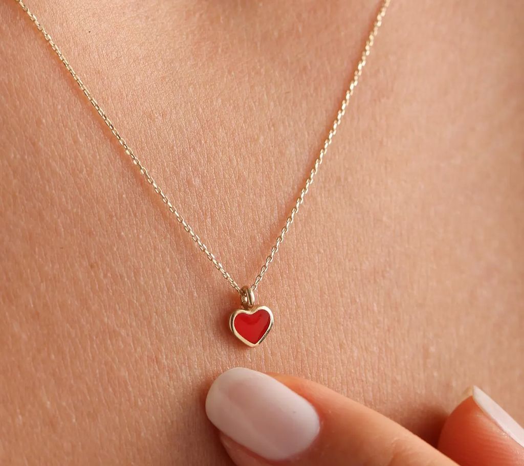 Etsy red heart necklace