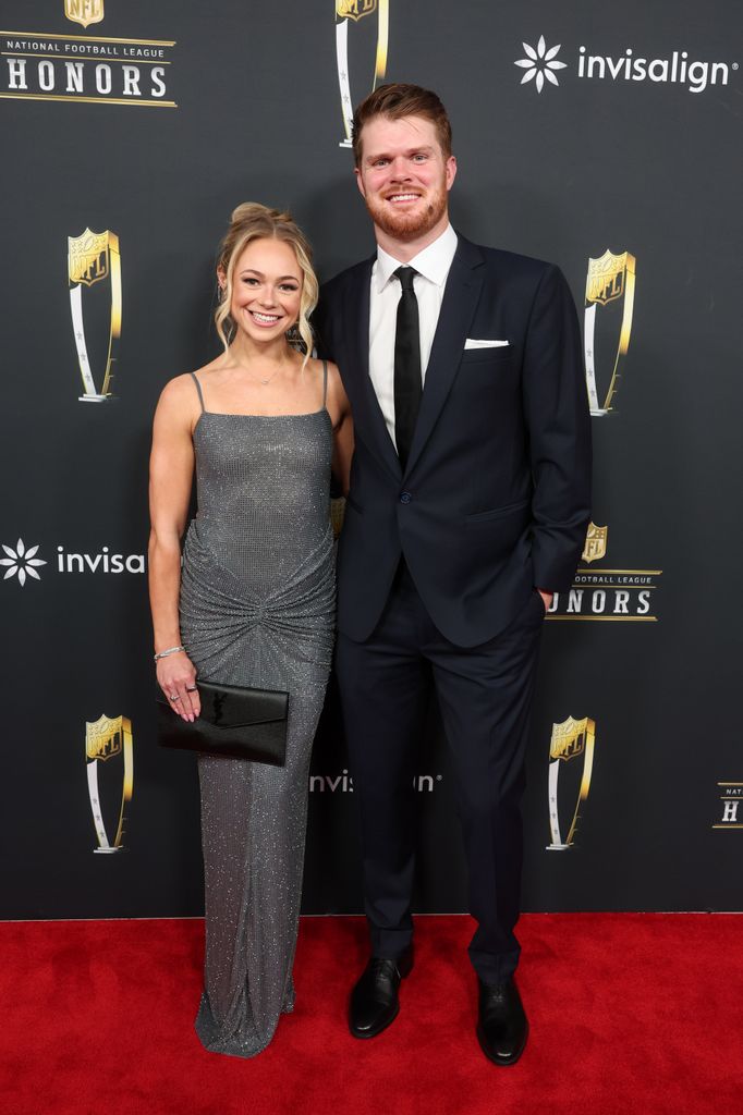 Katie Hoofnagle, Sam Darnold at the 14th Annual NFL Honors held at Saenger Theatre on February 06, 2025 in New Orleans, Louisiana