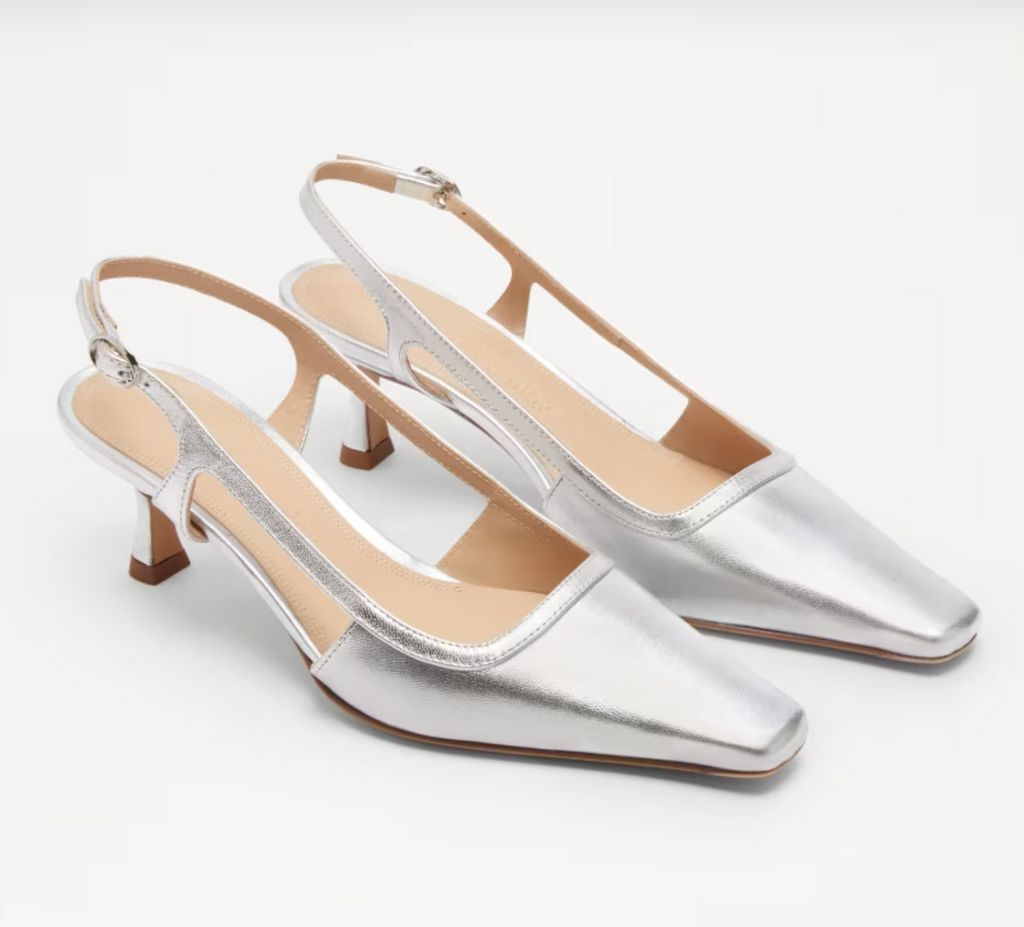 Russell and Bromley silver pointy shoes