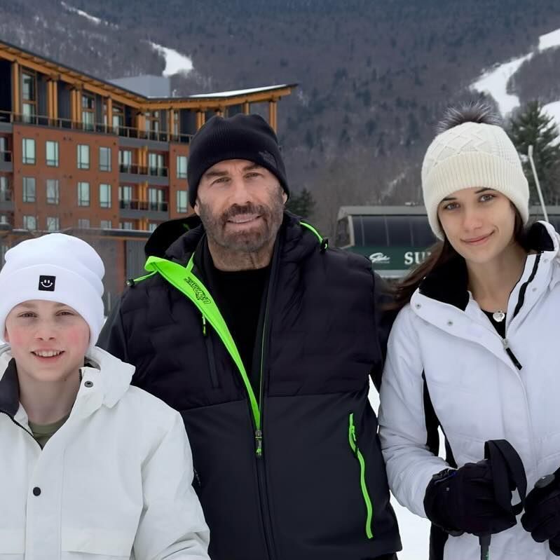 John Travolta on a ski trip with his kids