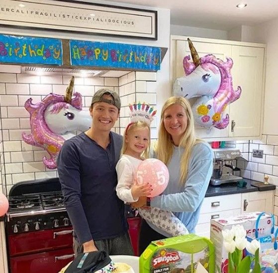 Rebecca Adlington with ex husband Harry Needs and daughter Summer