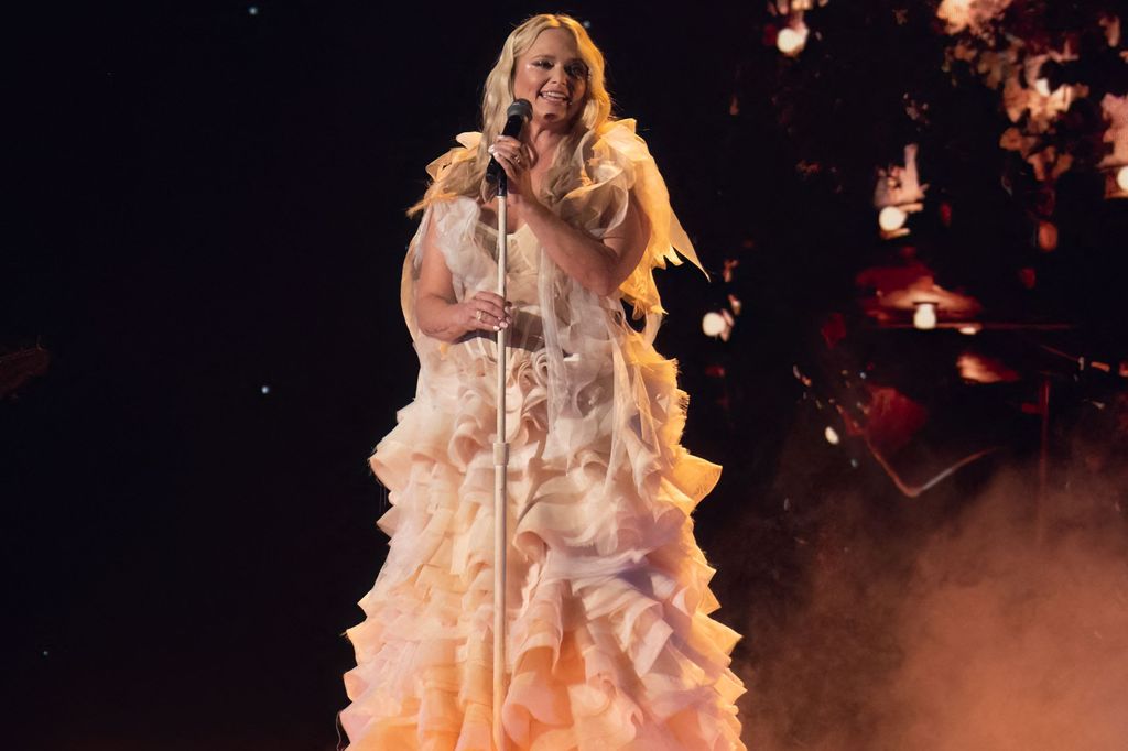 Miranda Lambert performed on stage in a ruffled dress during the Academy of Country Music Awards 2023