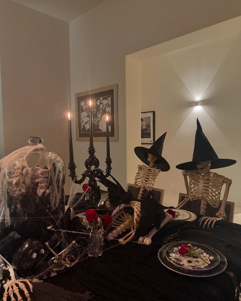 Kourtney Kardashian shares a look inside the dining room of her Los Angeles mansion decorated for Halloween in a photo shared on Instagram