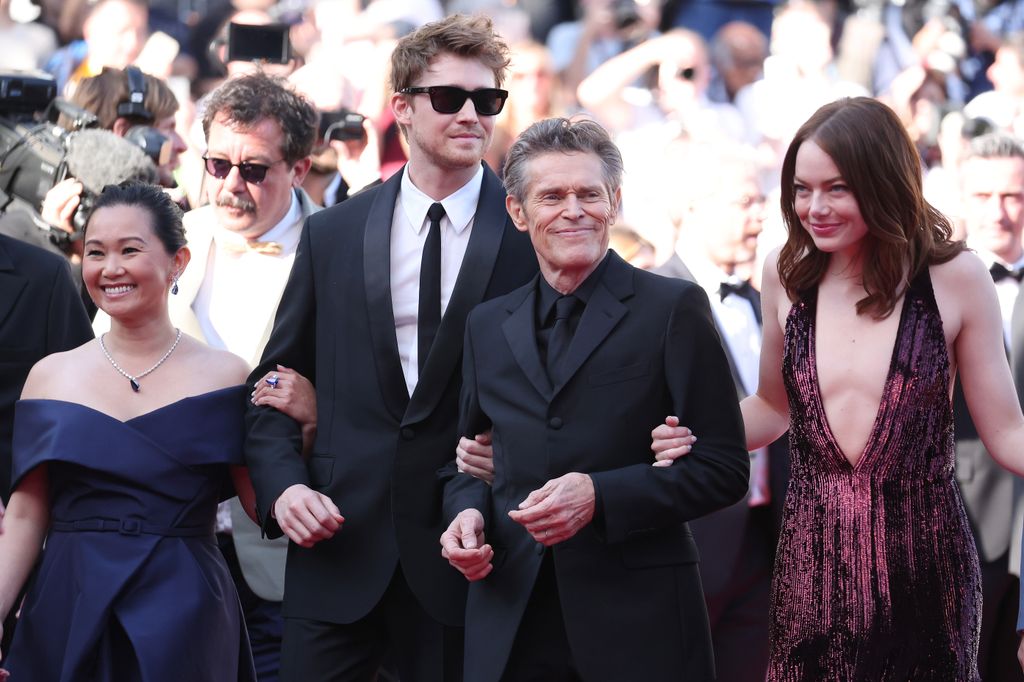 Hong Chau, Joe Alwyn, Willem Dafoe and Emma Stone attend the "Kinds Of Kindness" Red Carpet at the 77th annual Cannes Film Festival