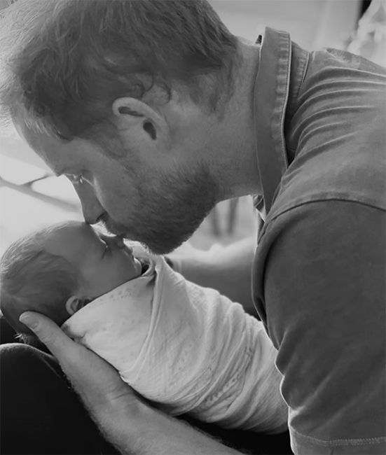Harry kissing newborn baby Lilibet Diana