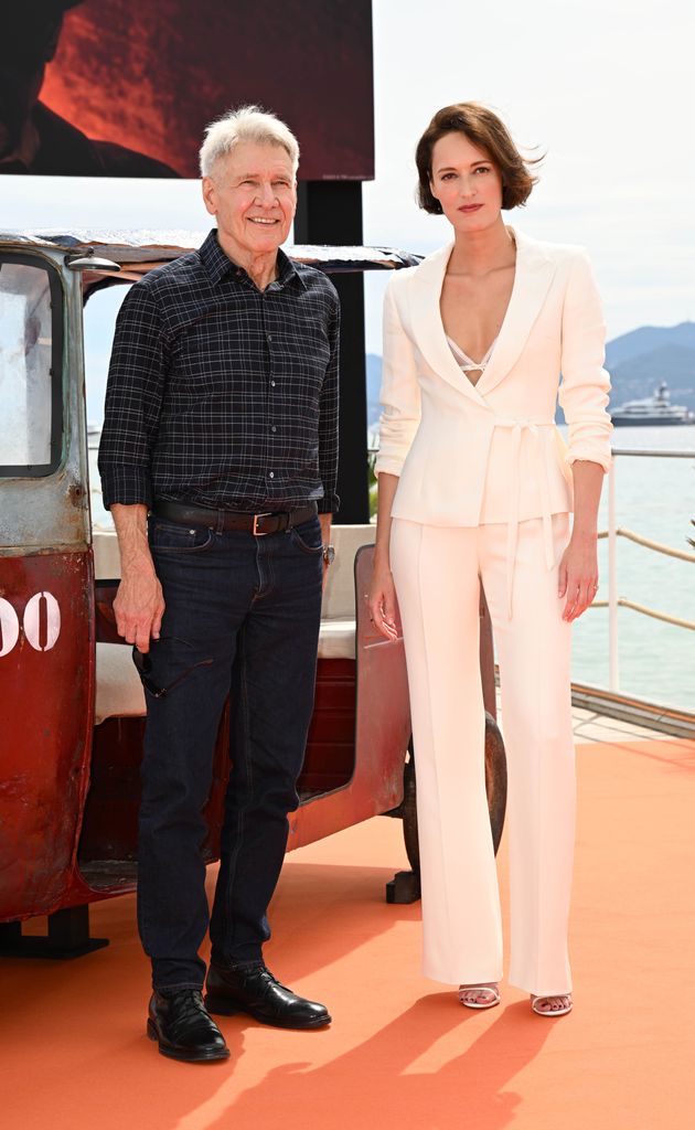 Harrison Ford and Phoebe Waller-Bridge attending the photocall for Indiana Jones and the Dial of Destiny during the 76th Cannes Film Festival