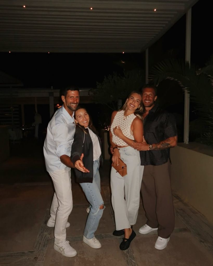 Aryna Sabalenka, Georgios Frangulis, Novak and Jelena Djokovic on a double date