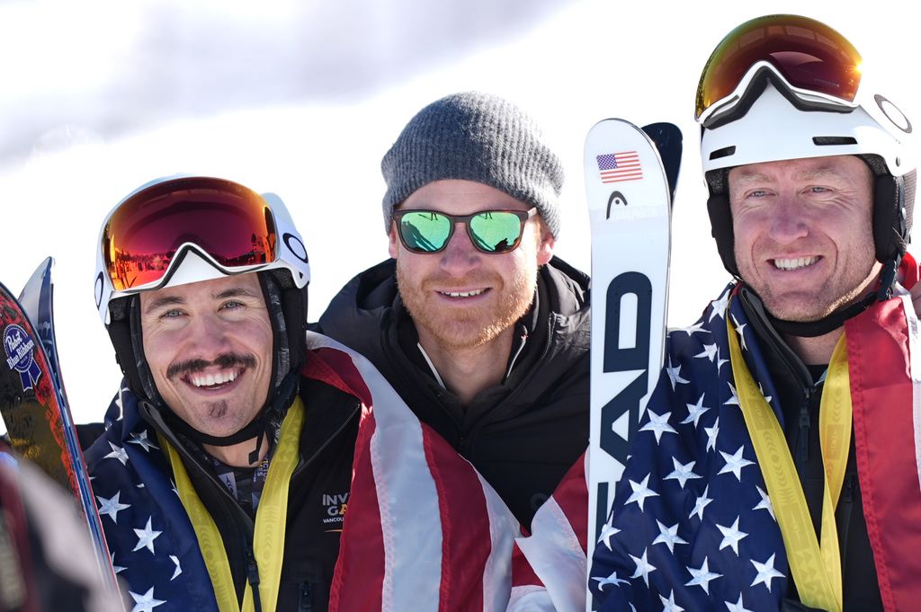 The Duke of Sussex with competitors at the Alpine Skiing and Snowboarding Novice Finals