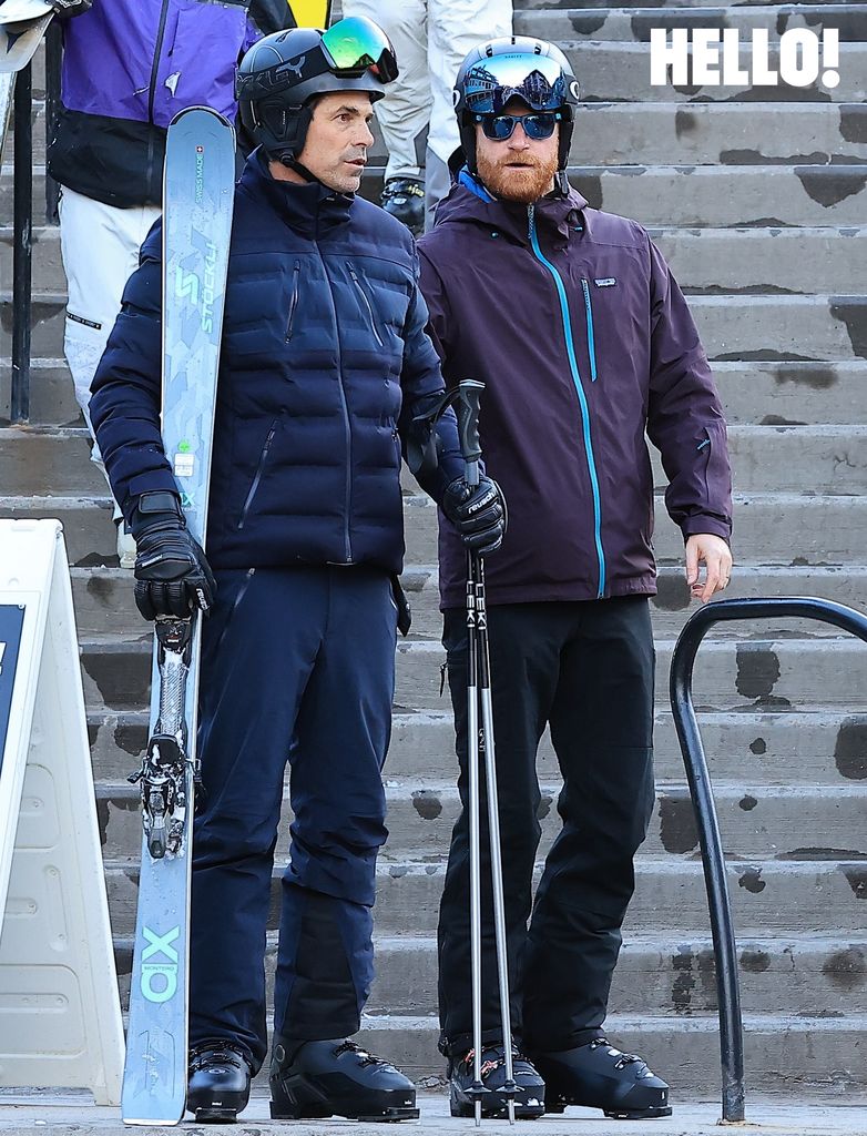 Prince Harry and Nacho Figueras skiing