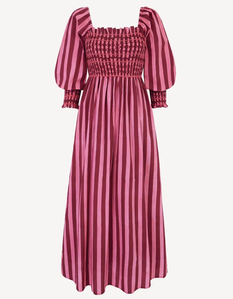 Burgundy Stripe Florence Dress