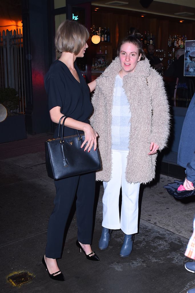 Taylor Swift hugs Lena Dunhum good night after having dinner 
