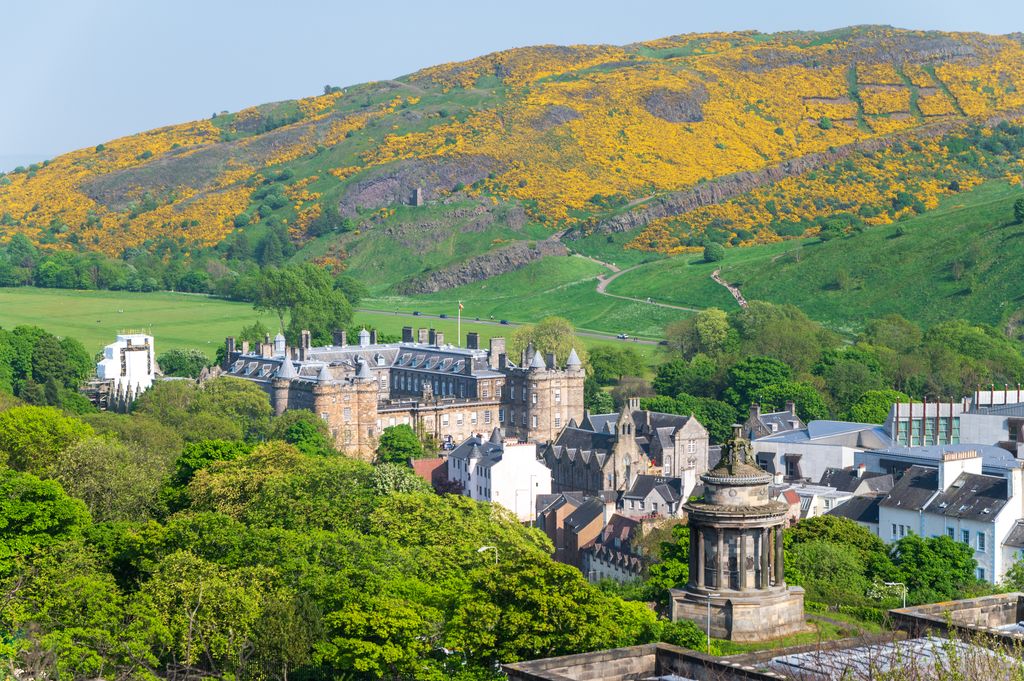 View of Holyrood palace and Holyrood hill in Edinburgh, Scotland
