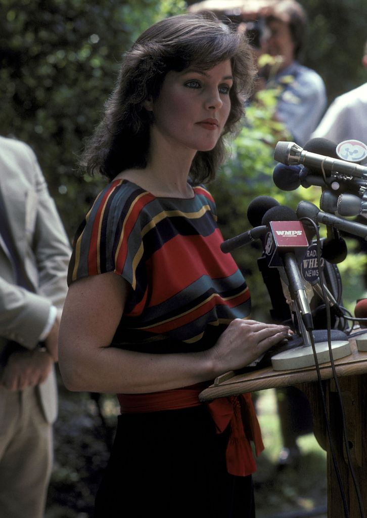 Priscilla Presley gives a press conference to announce Elvis Presley's home, Graceland Mansion, will open to the public on June 7, 1982