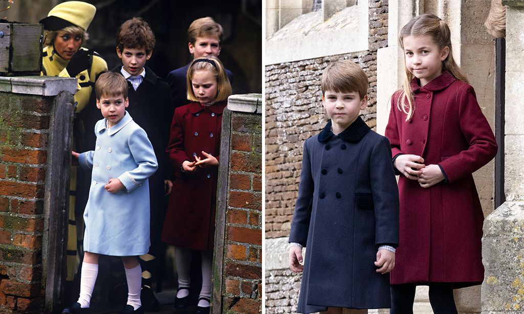 A split image of Zara and Prince William and Prince Louis and Princess Charlotte