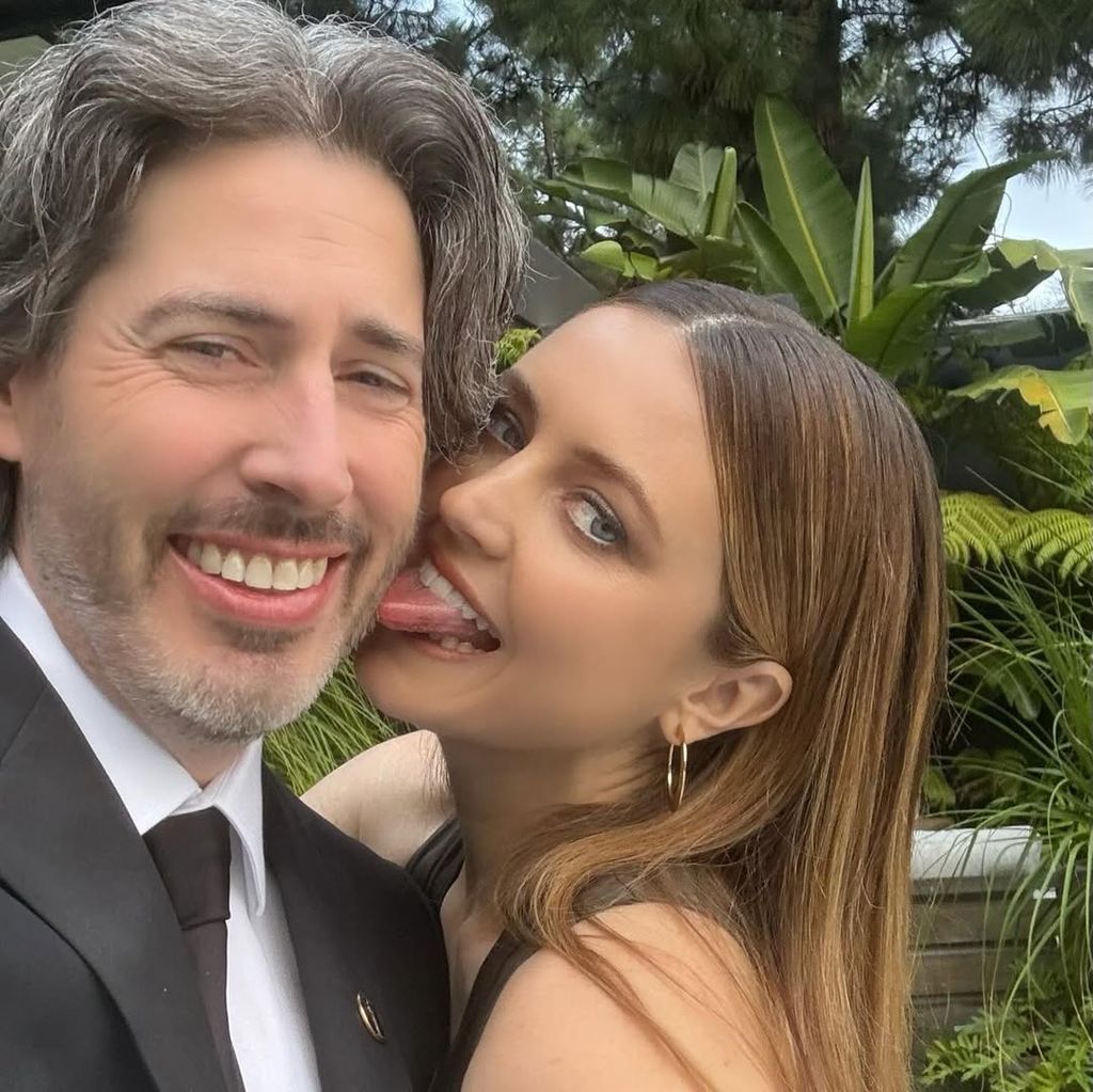 Lorraine Nicholson sticks her tongue out toward Jason Reitman's face, shared on Instagram