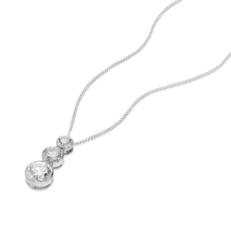 Lab-Grown Diamond Graduated Dew Drop Pendant Necklace