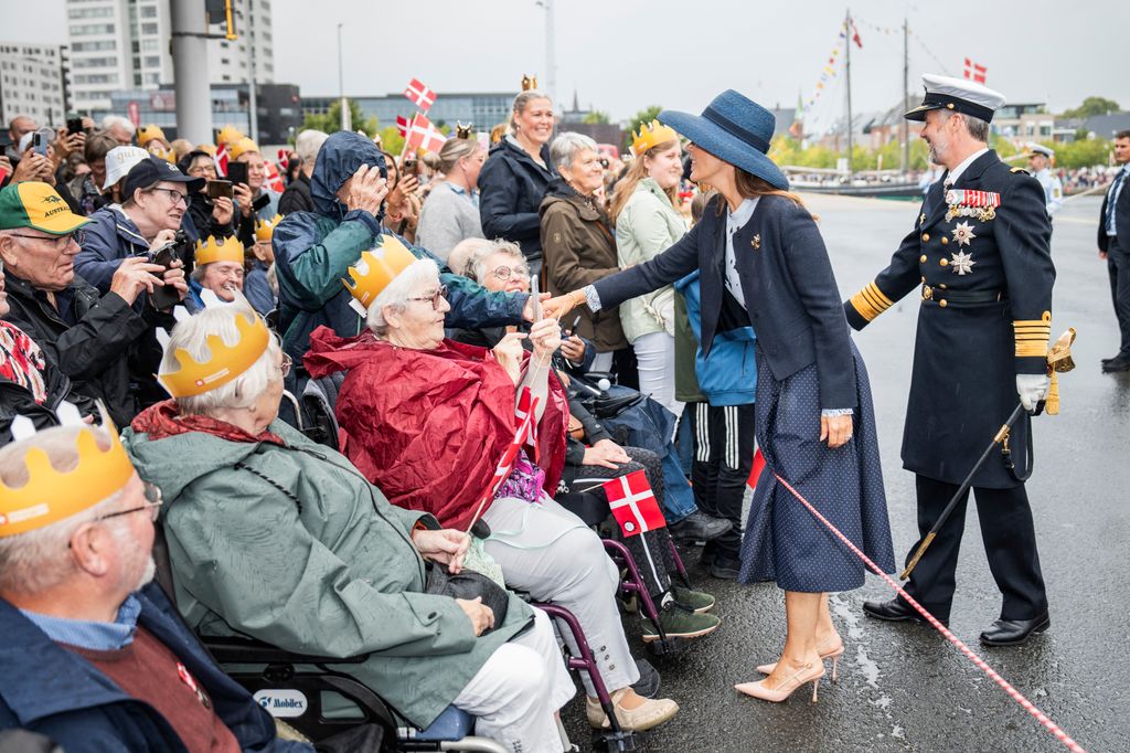 King Frederik X and Queen Mary arrives on Vejle Harbou