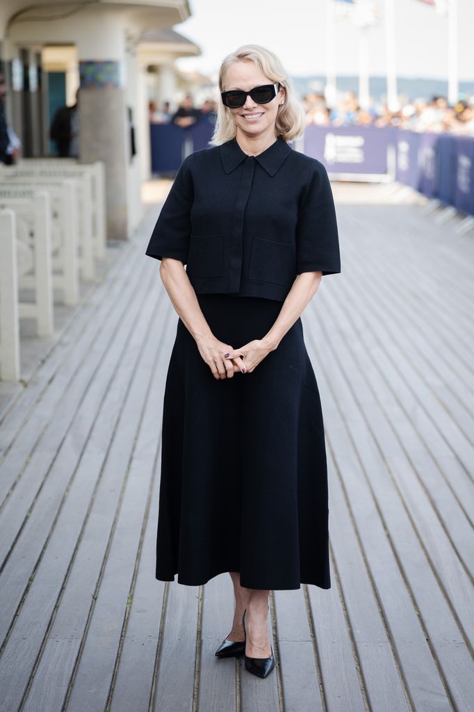 Pamela Anderson in an all black outfit for the 51st Deauville American Film Festival in Deauville, France.