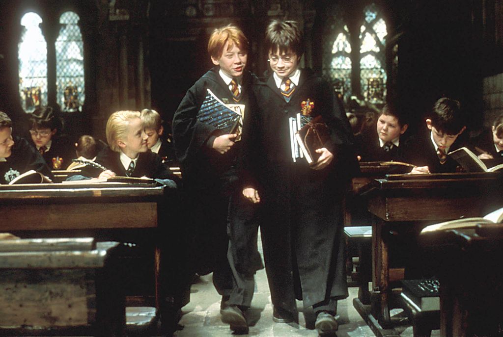 Rupert Grint and Daniel Radcliffe as children in Harry Potter
