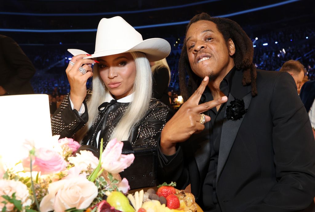 Beyonce and Jay-Z attend the 66th GRAMMY Awards at Crypto.com Arena on February 04, 2024 in Los Angeles, California
