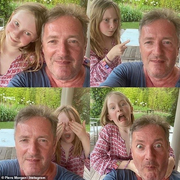 Piers Morgan pictured with daughter Elise pulling funny selfie faces 