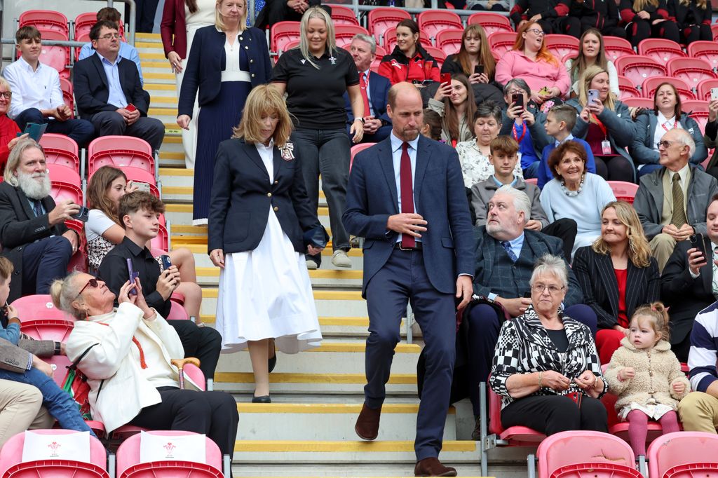 Prince William during a visit to Parc y Scarlets, the home of the Scarlets Rugby Union team