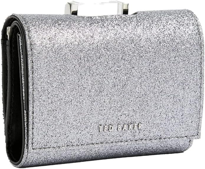 Ted Baker Leather Glara Small Glitter Bobble Purse Wallet in Silver