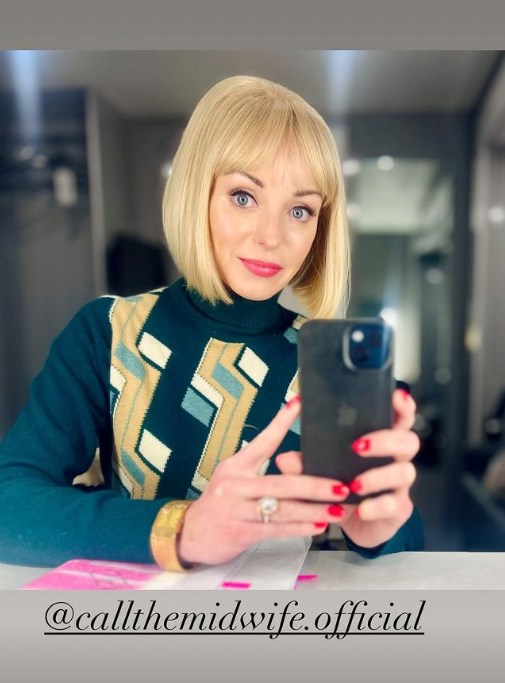 Helen George behind-the-scenes of Call the Midwife series 14 