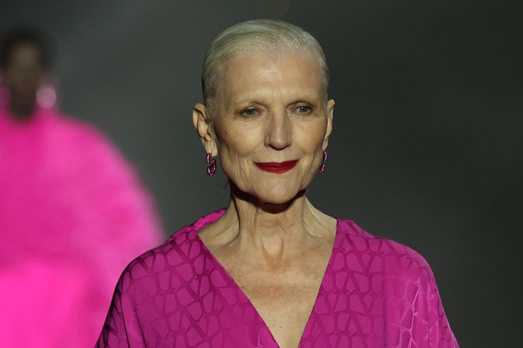 Maye Musk walking the catwalk