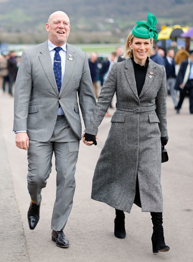 Mike and Zara Tindall walking in smart clothes