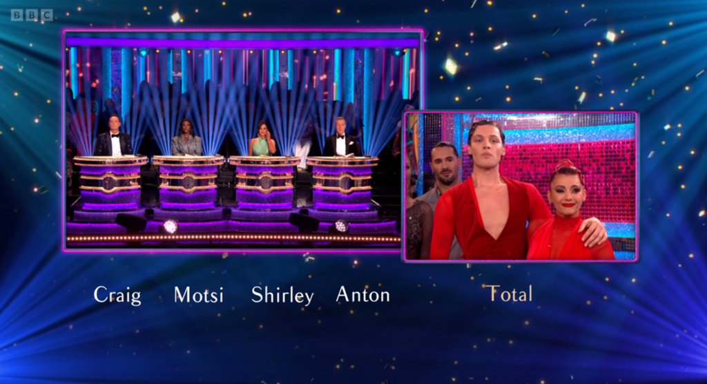 Bobby Brazier and Dianne Buswell receiving scores on Strictly